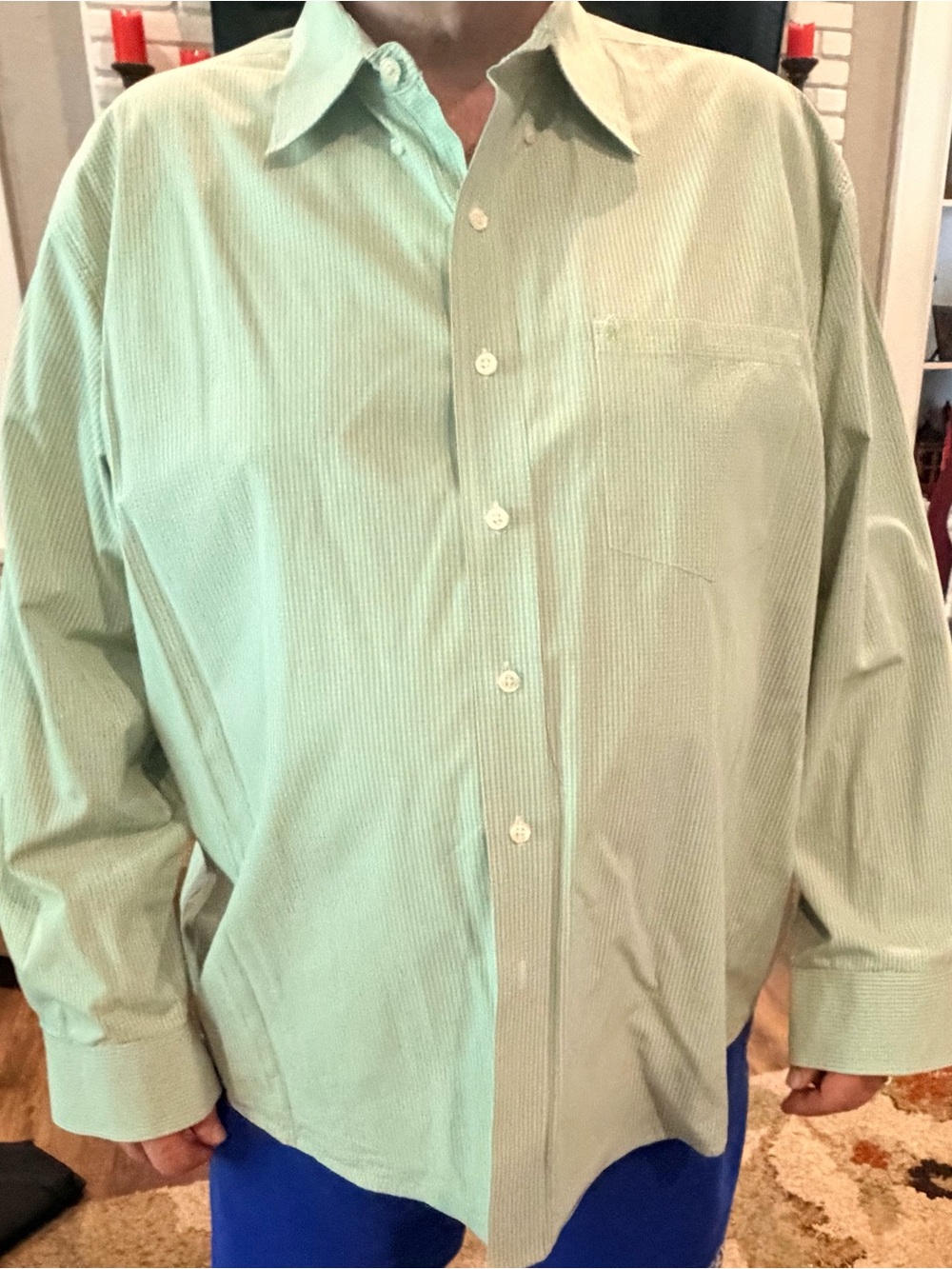 Izod Light Green Button-Down Dress Shirt XXL